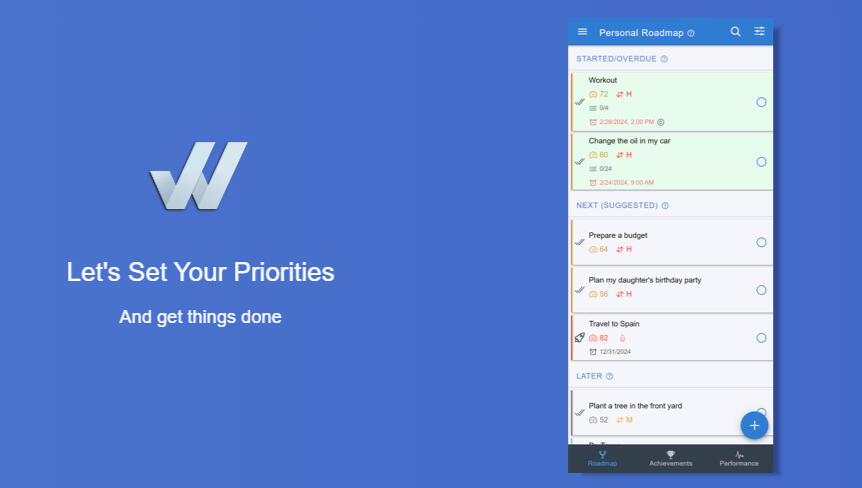 Meet Whenable - Roadmap your life Share your achievements logo